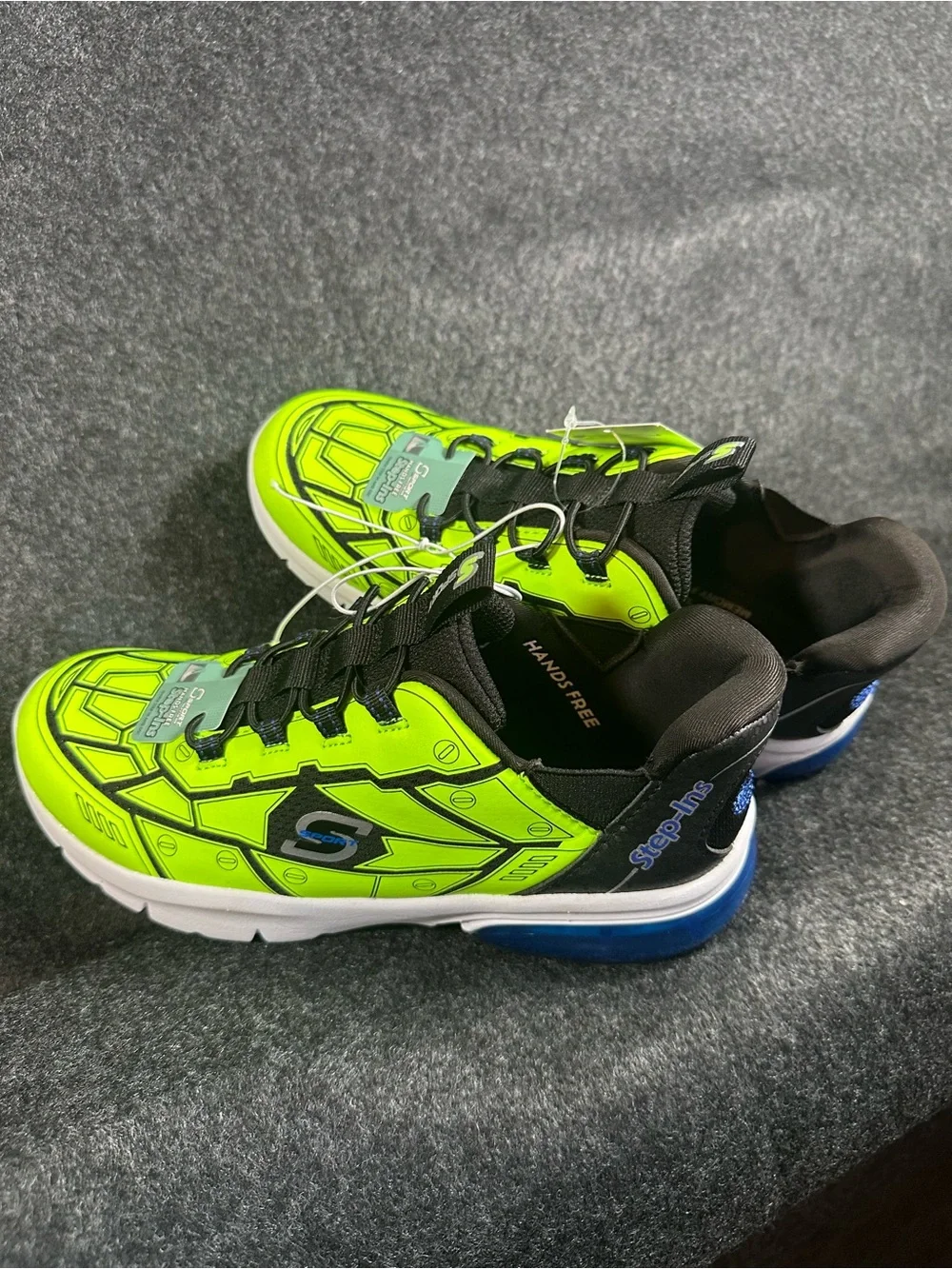 S Sport by Skechers Kids Step-Ins Sneakers Neon Green Memory Foam Size 3